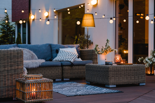 string lights on a patio