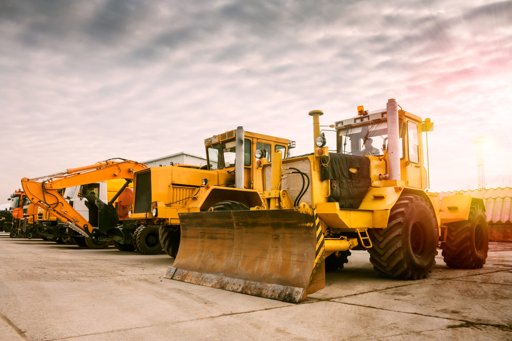 A collection of heavy construction equipment