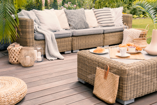 Wicker furniture on a deck